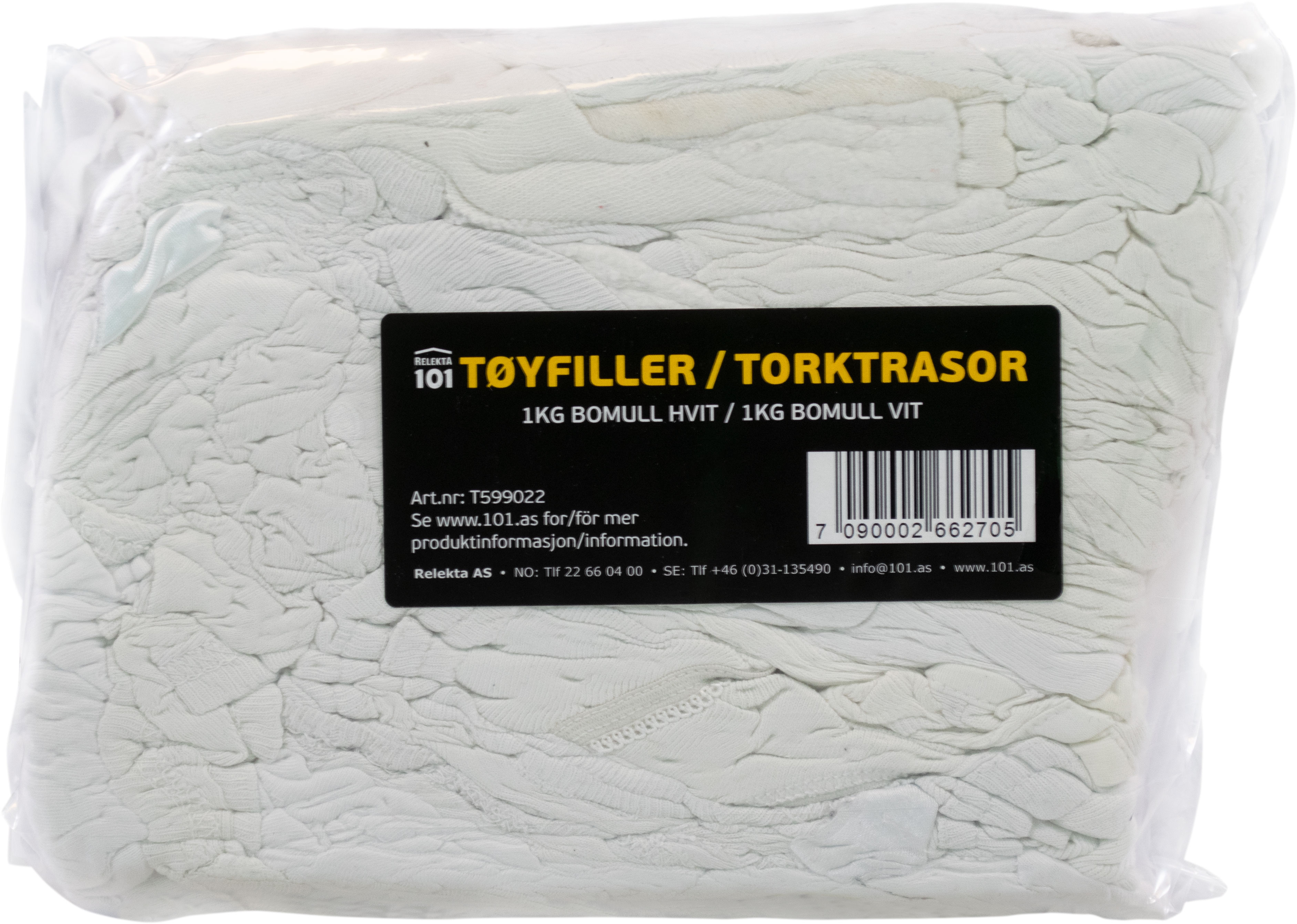 Relekta 101 Tøyfiller 1kg Bomull Hvit