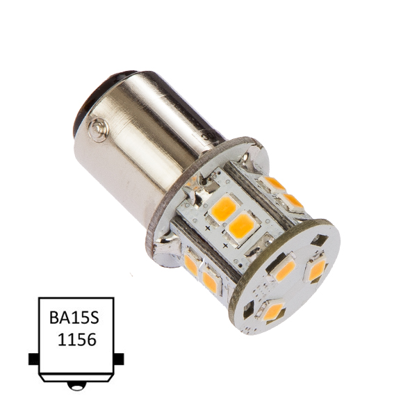 LED Ba15S,10-35V 9LED 2700/varmhvit