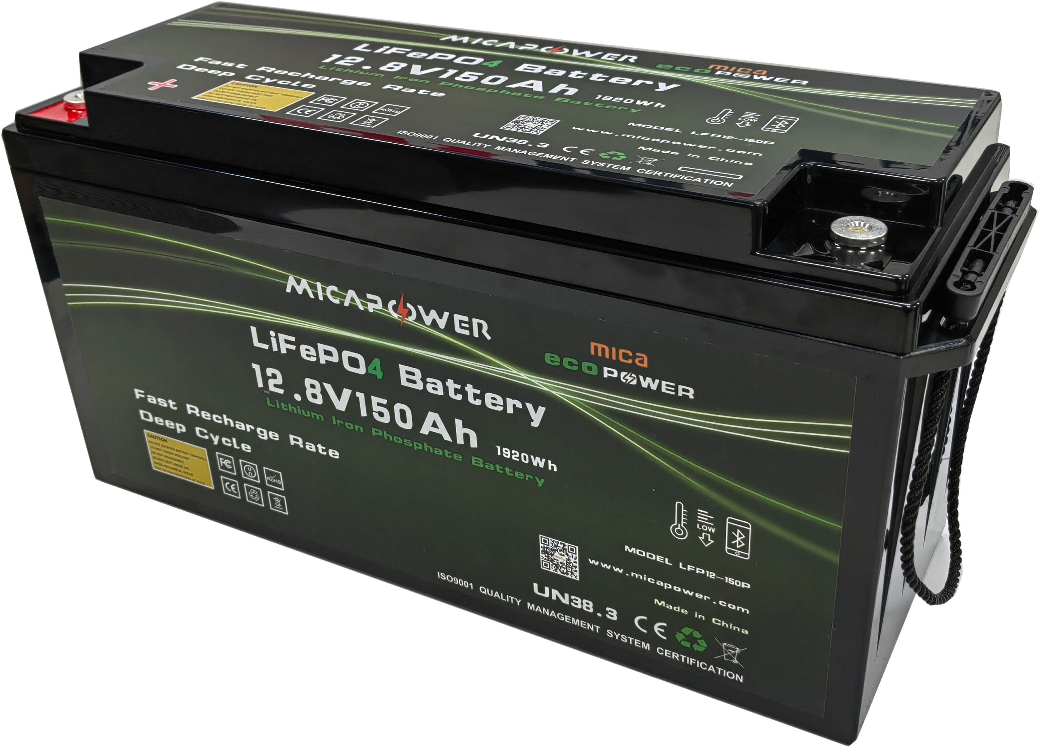 Mica Litiumbatteri PRO m/Bluetooth og varme 12,8V BMS