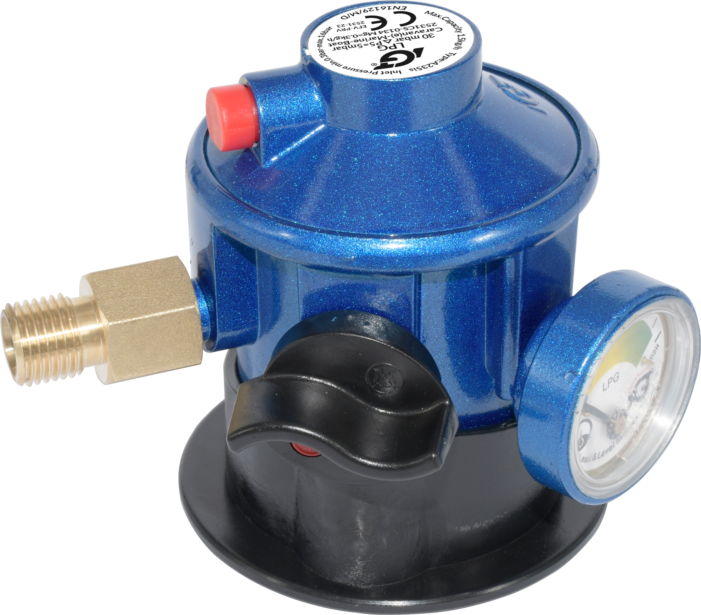 Gassregulator m/manometer click-on 1/4" gjengeutgang