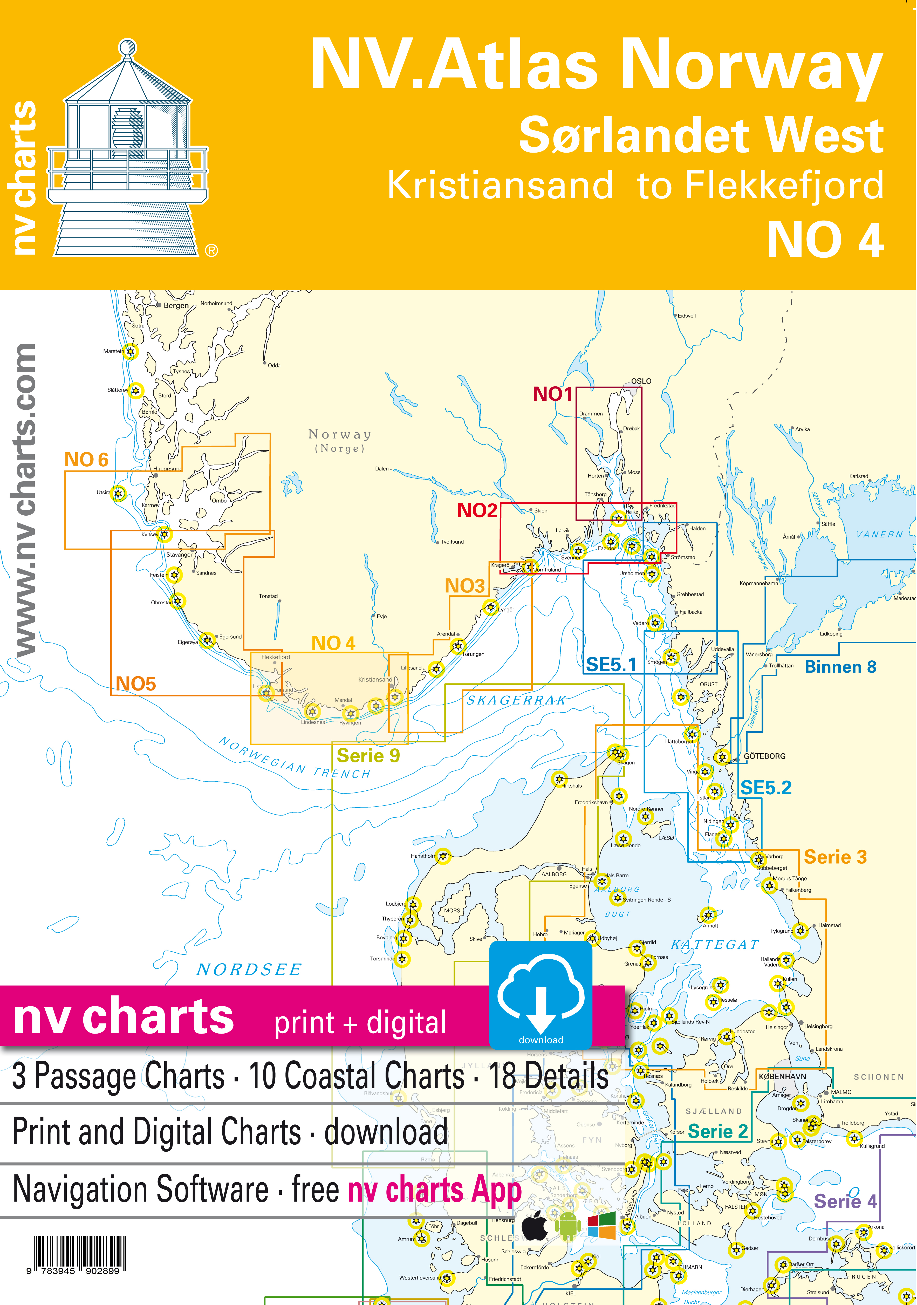 Kart kombi Atlas No 4 - Flekkefjord til Kristiansand