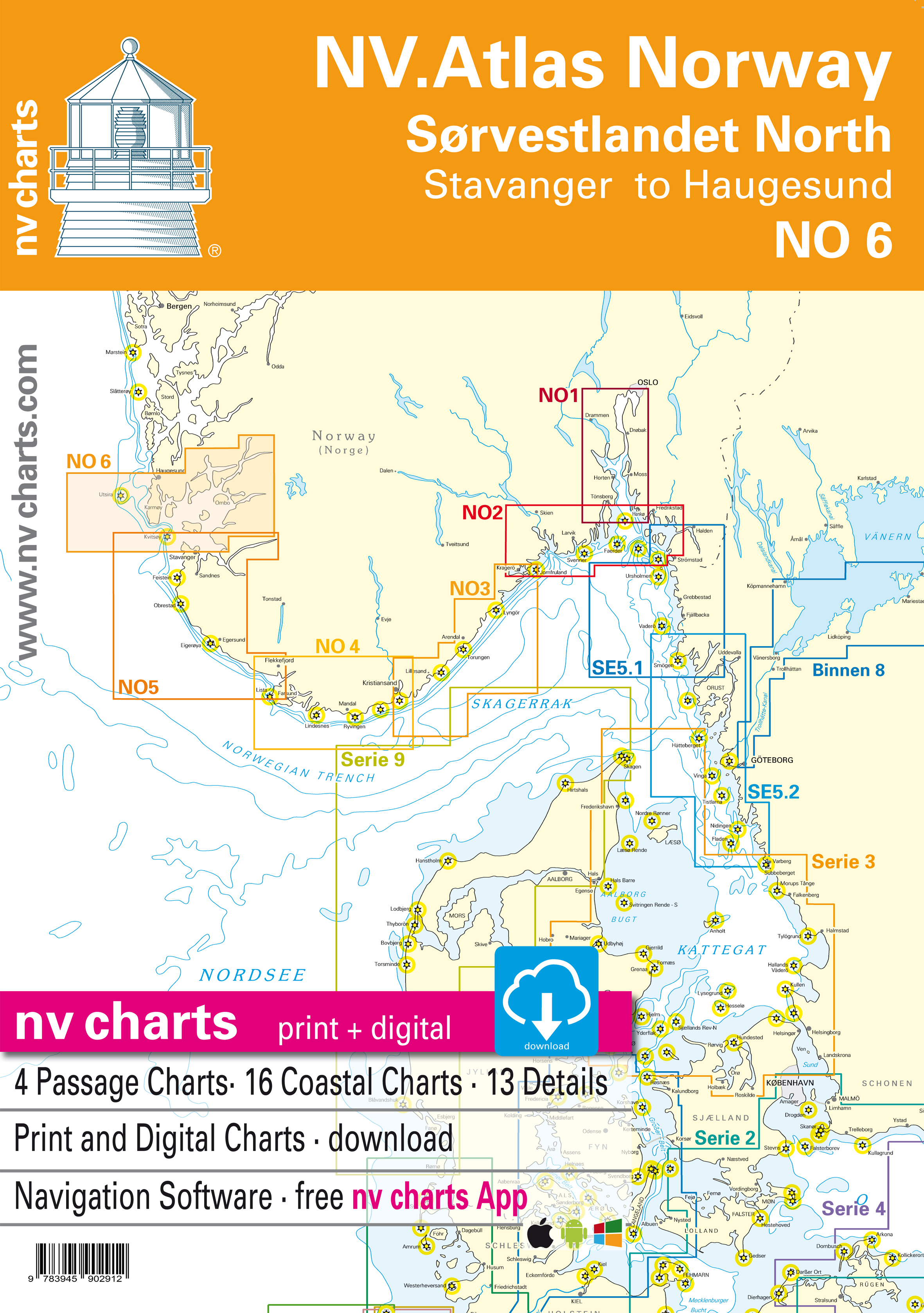 Kart kombi Atlas No 6 - Stavanger til Haugesund