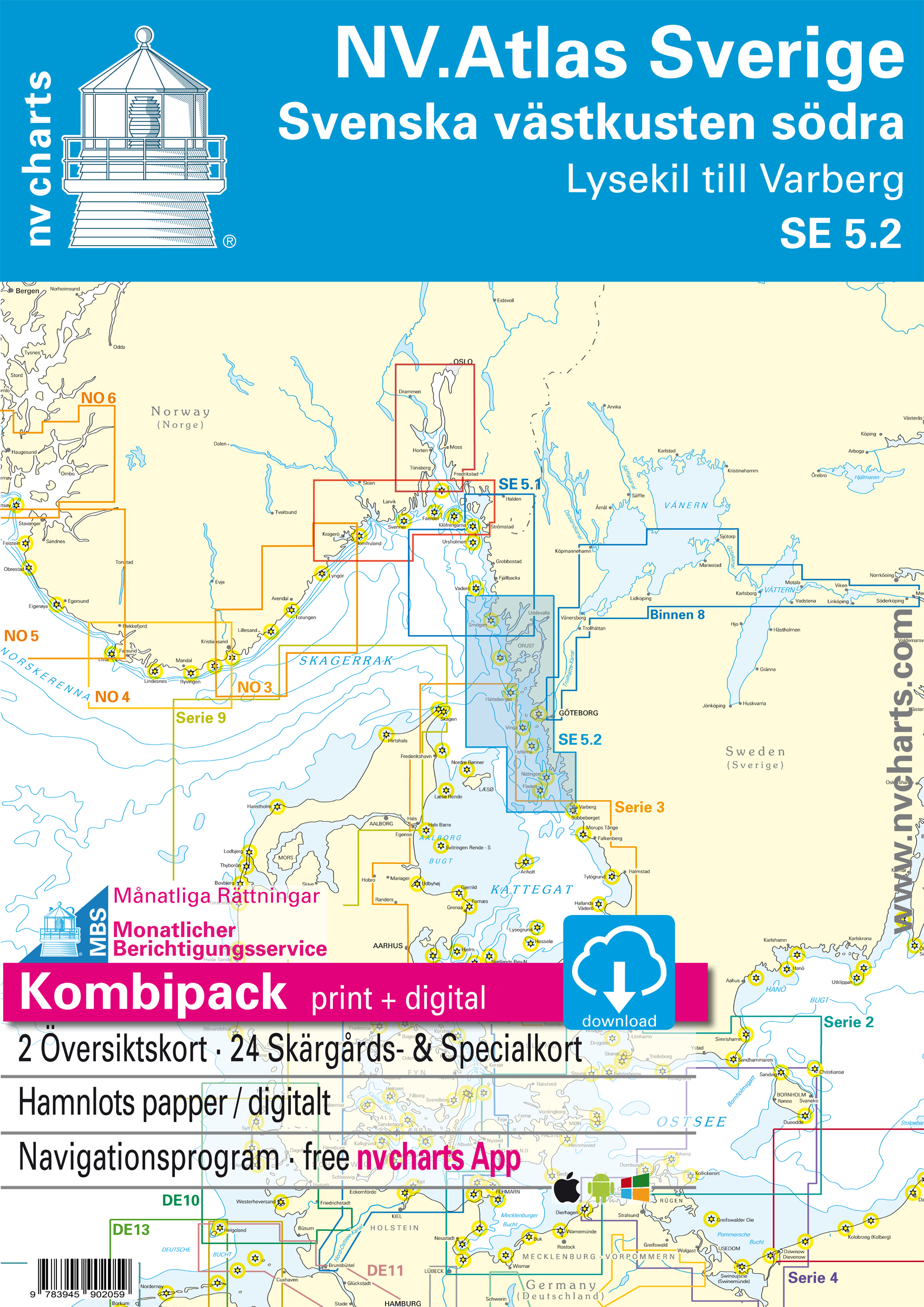 Kart kombi Atlas Sverige 5.2 - Vestkysten Sødra